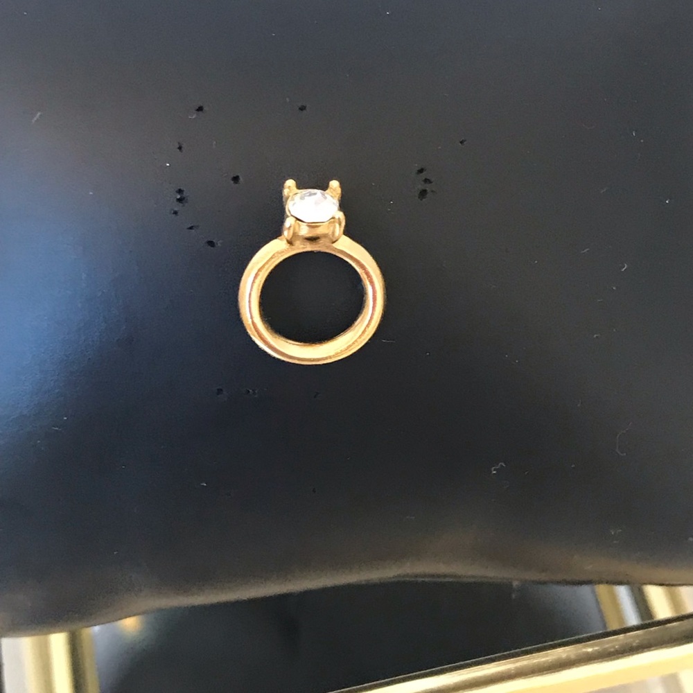 Gold Tone Mini Diamond Ring Collar Pin Brooch